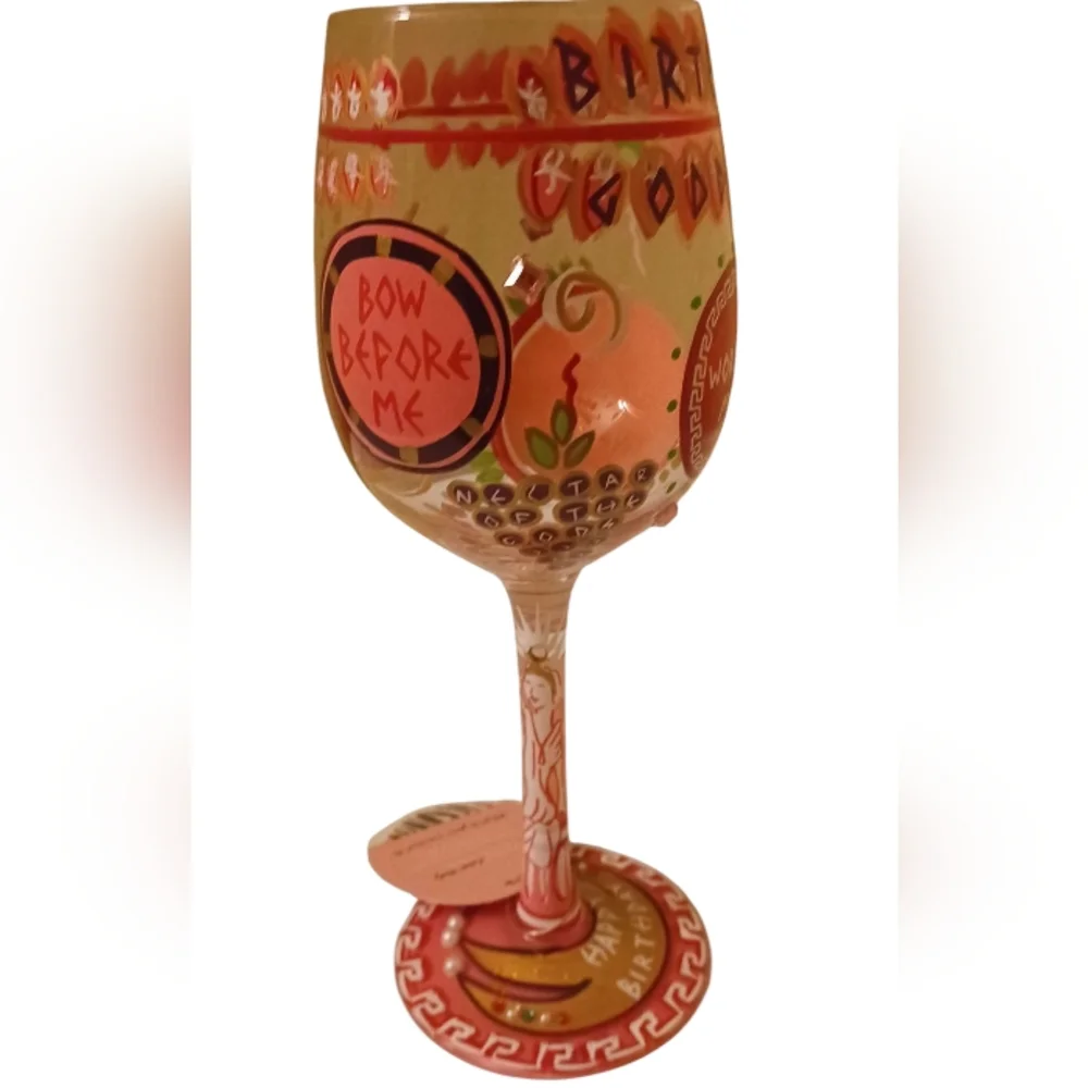 Lolita NIB!! Birthday Goddess Hand-painted Artisan Wine Glass - Picture 9 of 11